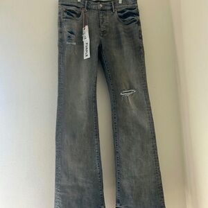 Voyage Distressed Gray Flare Jeans